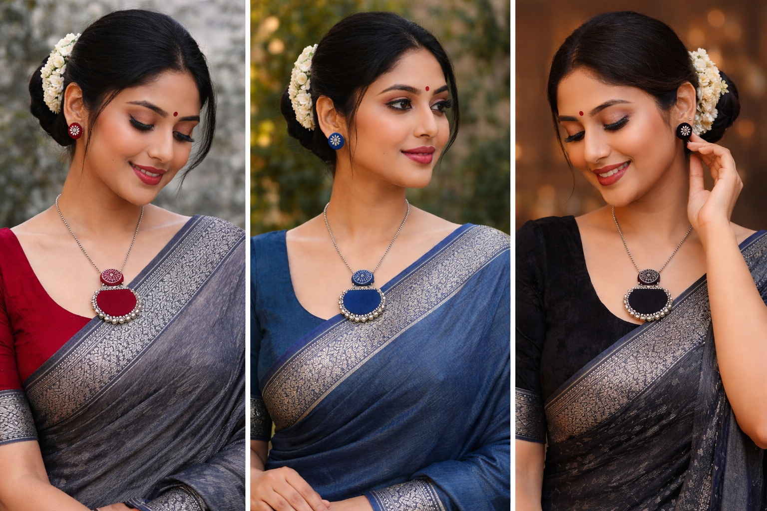 Raas - Oxidised Necklace with Earrings - Image 2